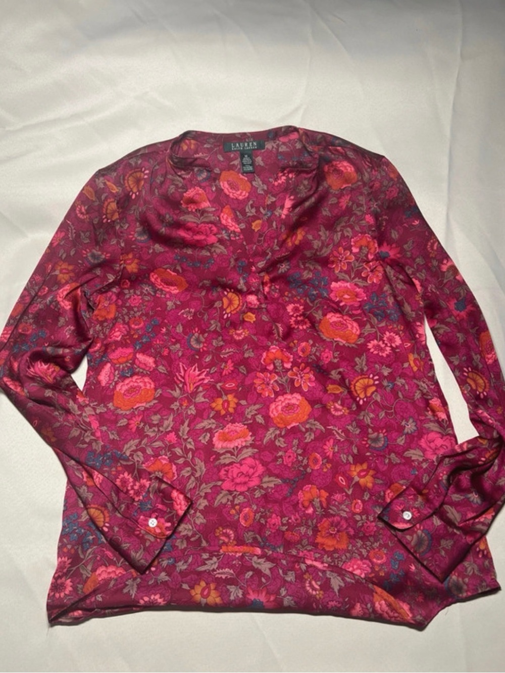 Ralph Lauren Magenta Floral Button-Down Blouse